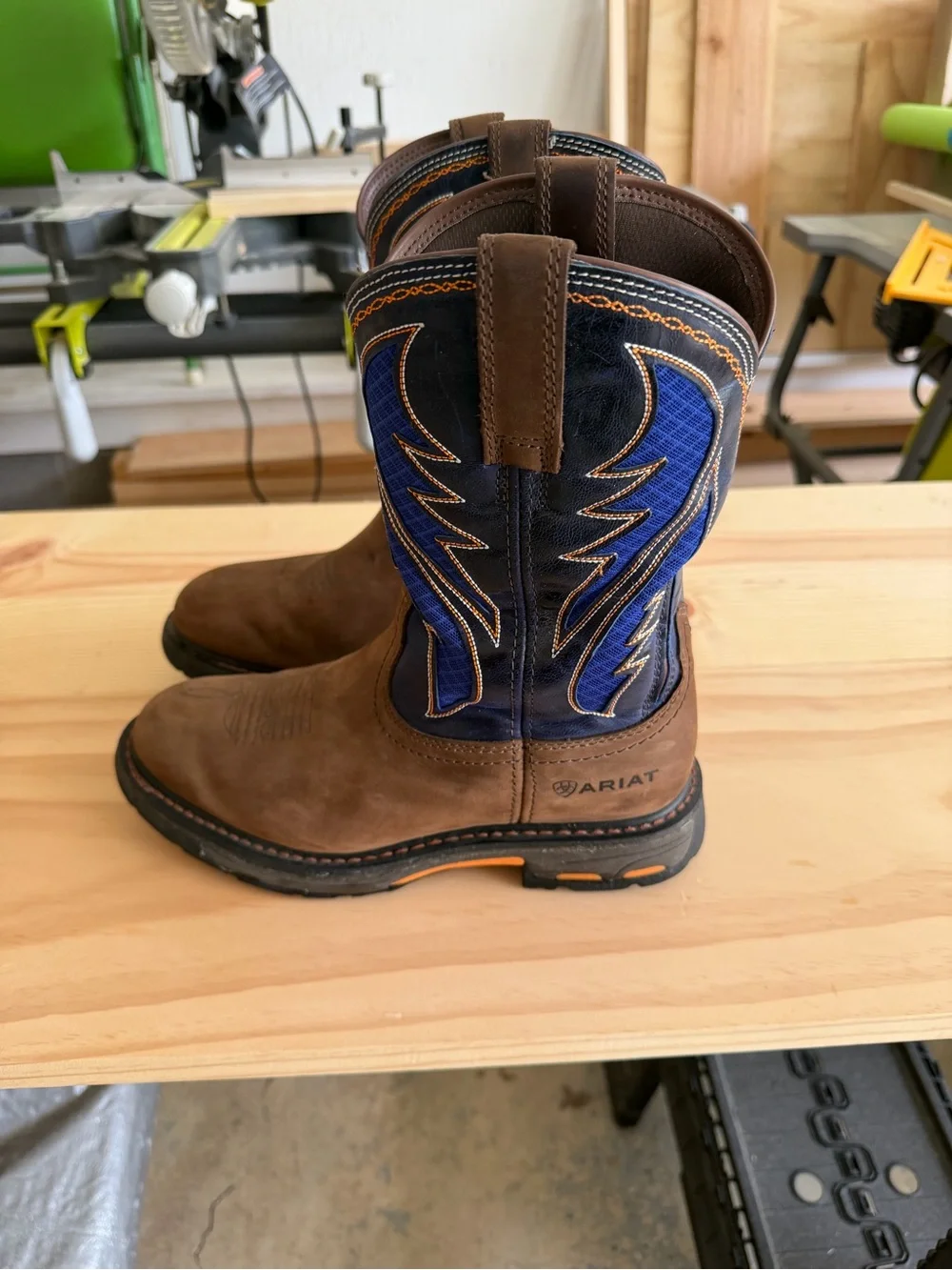 Ariat Brown and Blue Western Work Boots
